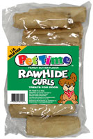Pet Time Rawhide Peanut Butter Flavor Curls for Dogs
